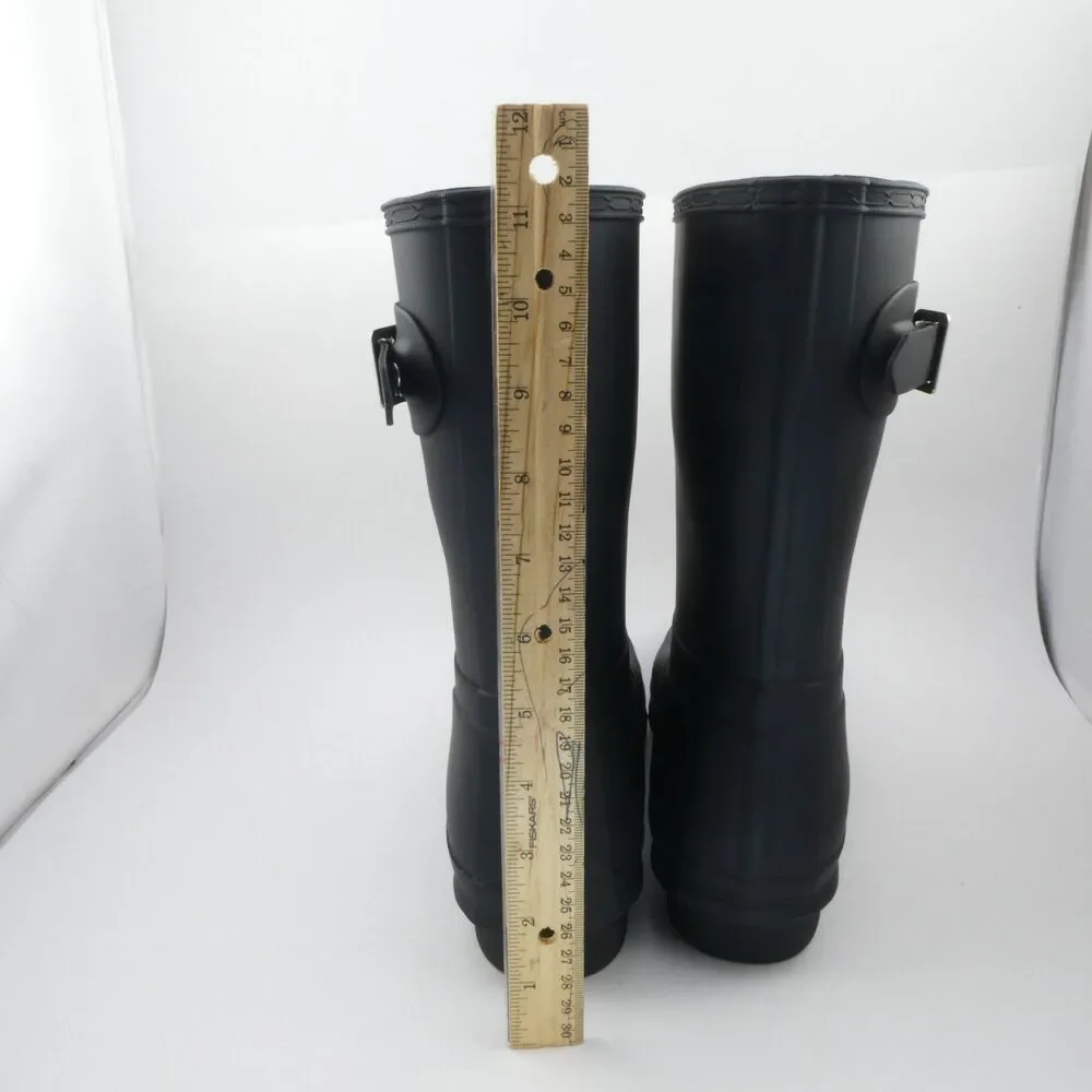 Hunter Women's 10 Original Short Pull-On Waterproof Rubber Rain Boots Black